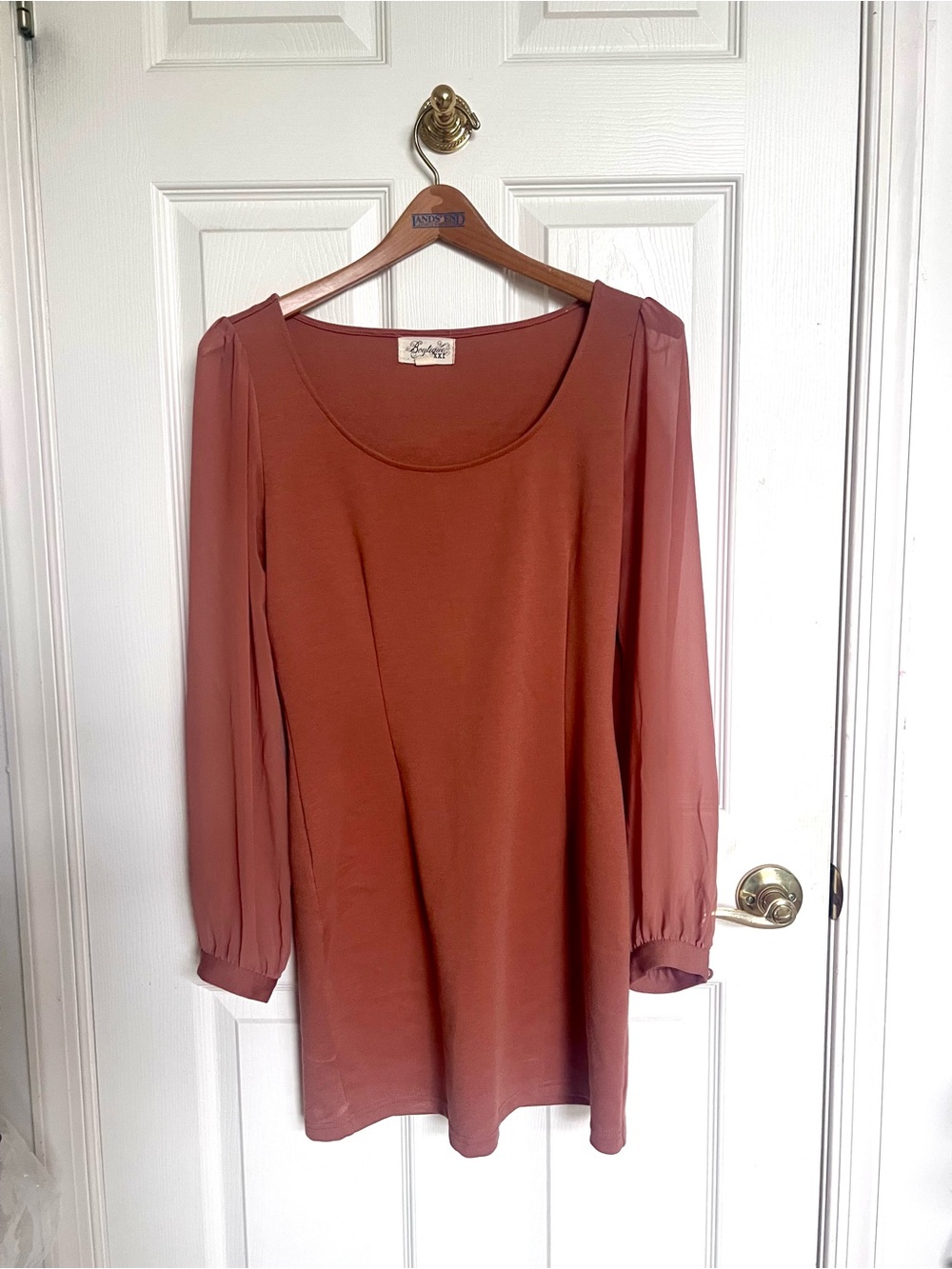 Boutique XXI Rust Long-Sleeve Scoop Neck Bodycon Dress Medium